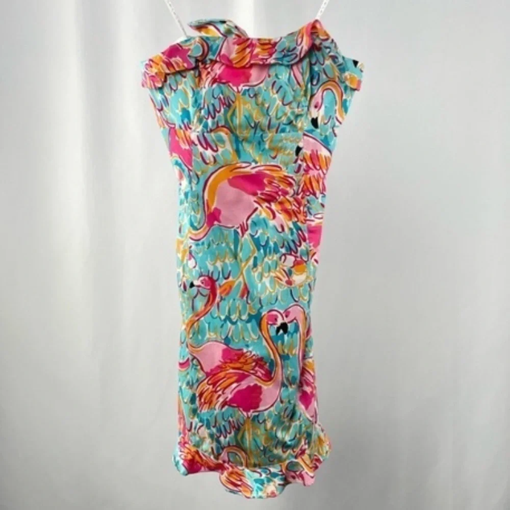 Lilly Pulitzer Wyatt Strapless Mini Dress in Flamingo Print Size 0 - Picture 2 of 6